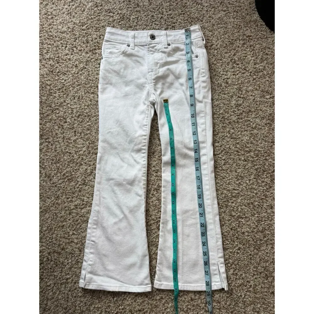 GIRLS GAP 70's Flared High Rise White Jeans, size Girls 6, Adjustable waist
